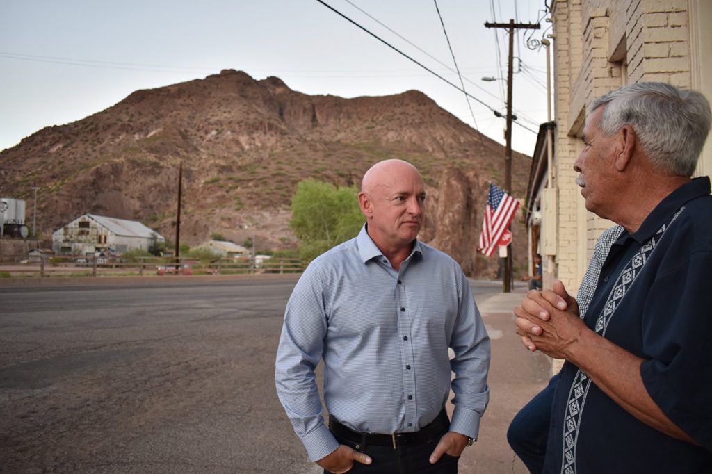 Mark Kelly speaks with the Mayor of Clifton, AZ.