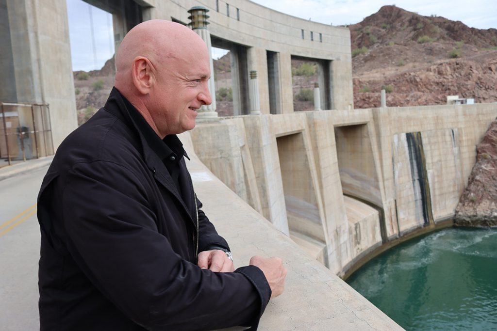 Mark Kelly looks over Parker Dam in La Paz County, AZ.